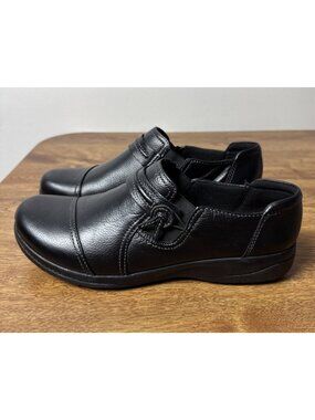 Clarks Womens Slip-in Shoes Cheyn Madi Black Size 11 M Leather Casual Comfort